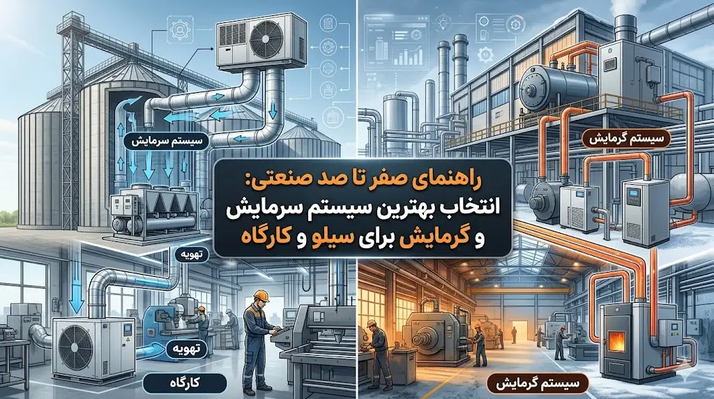 انتخاب بهترین سیستم سرمایش و گرمایش برای سیلو و کارگاه (راهنمای صفر تا صد صنعتی)